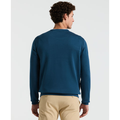 Fleece Chest Stripe Crew Neck Sweater-Sweatshirts-Original Penguin