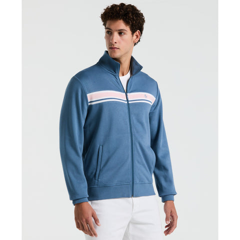 Fleece Chest Stripe Track Jacket-Outerwear-Copen Blue-XS-Original Penguin