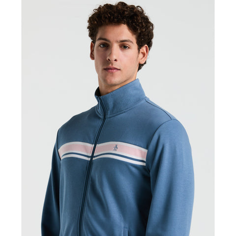Fleece Chest Stripe Track Jacket-Outerwear-Original Penguin