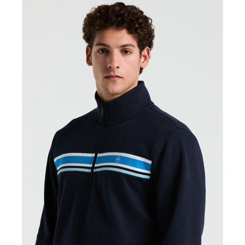 Fleece Chest Stripe Track Jacket-Outerwear-Original Penguin