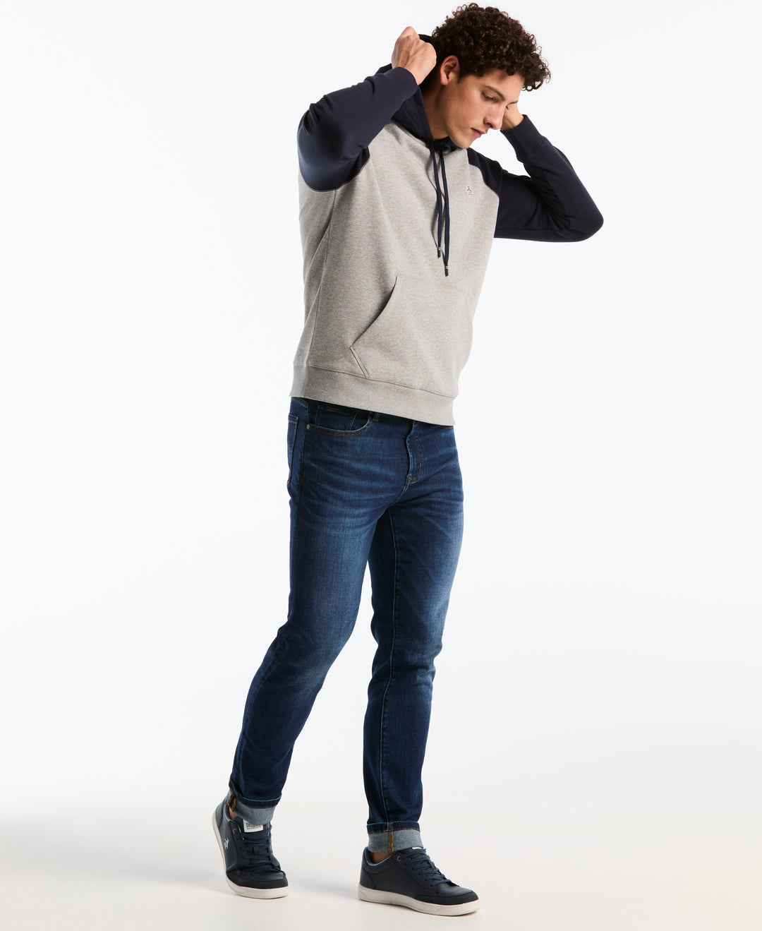 Fleece Colorblock Hoodie (Dark Sapphire) 