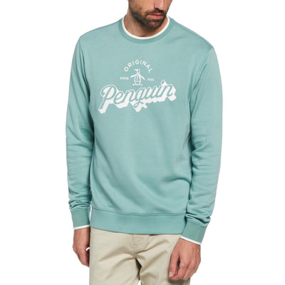 Fleece Crew Neck Logo Sweatshirt (Oil Blue) 