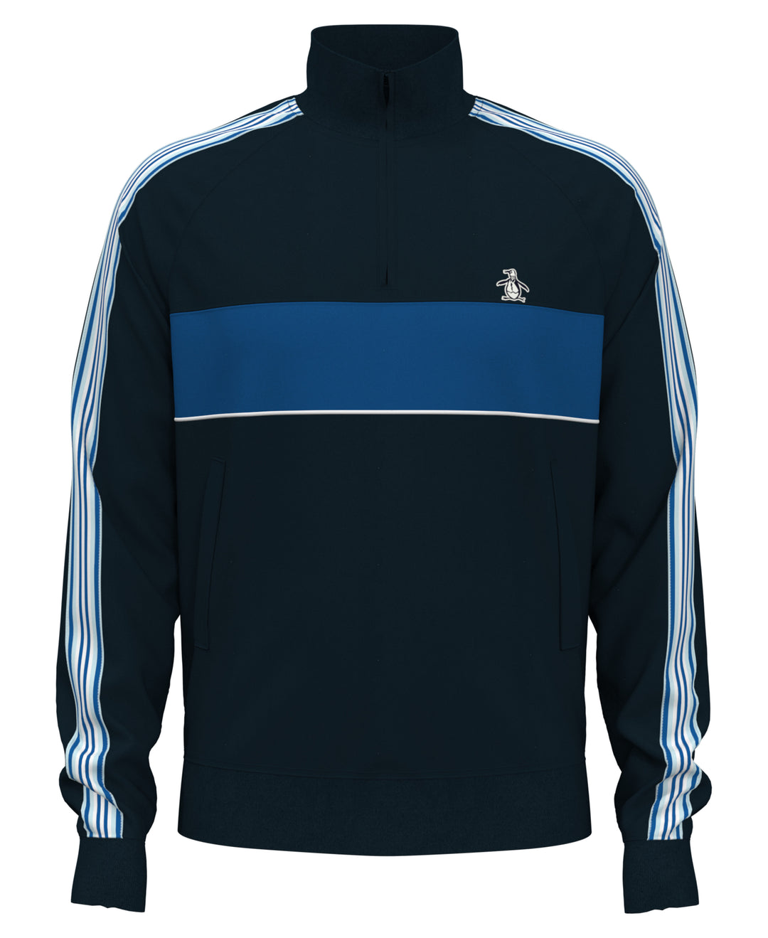 Fleece 1/4 Zip Striped Sweater (Dark Sapphire) 