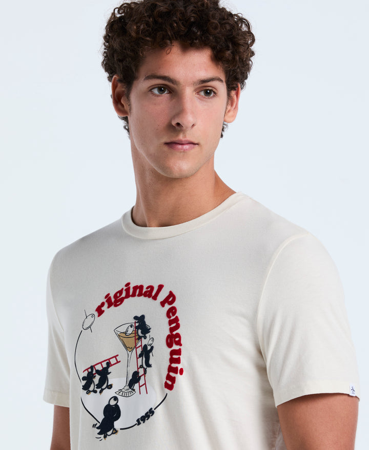 Flocked Martini Graphic Tee (Birch) 