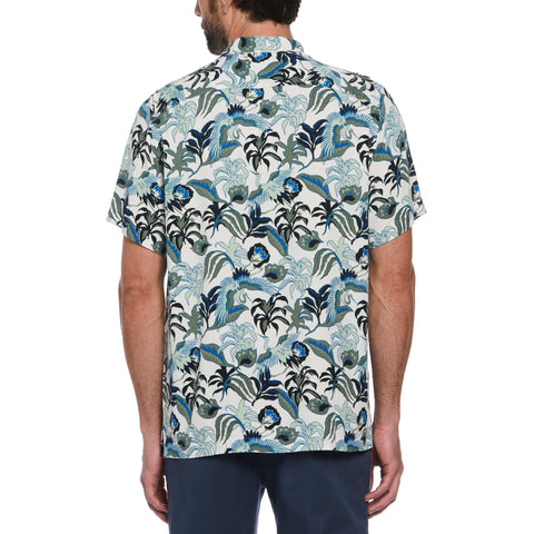 Floral Crane Print Shirt (Bright White) 