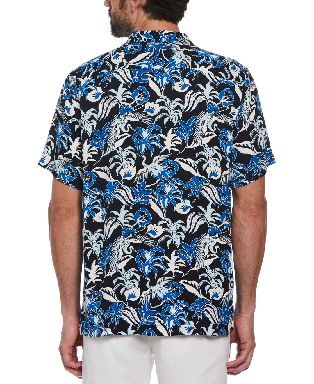 Floral Crane Print Shirt (Dark Sapphire) 