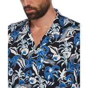 Floral Crane Print Shirt (Dark Sapphire) 
