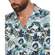 Floral Crane Print Shirt (Bright White) 