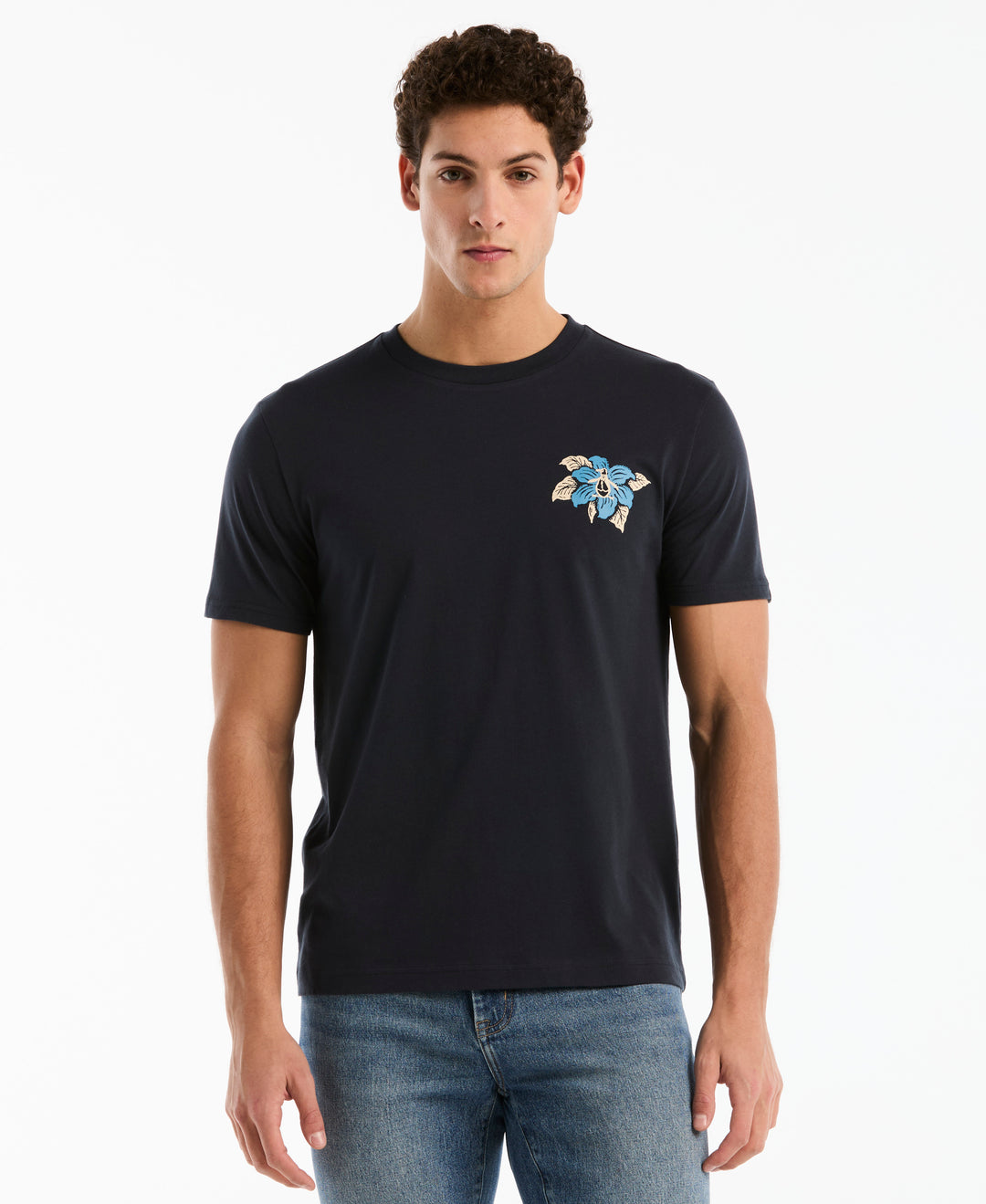 Floral Logo Cotton Graphic Tee (Dark Sapphire) 