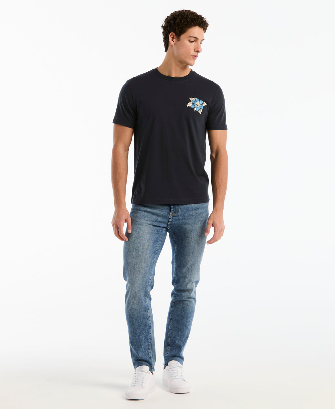 Floral Logo Cotton Graphic Tee (Dark Sapphire) 