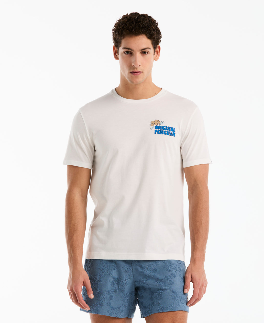 Cotton Floral Penguin Graphic Tee (Bright White) 
