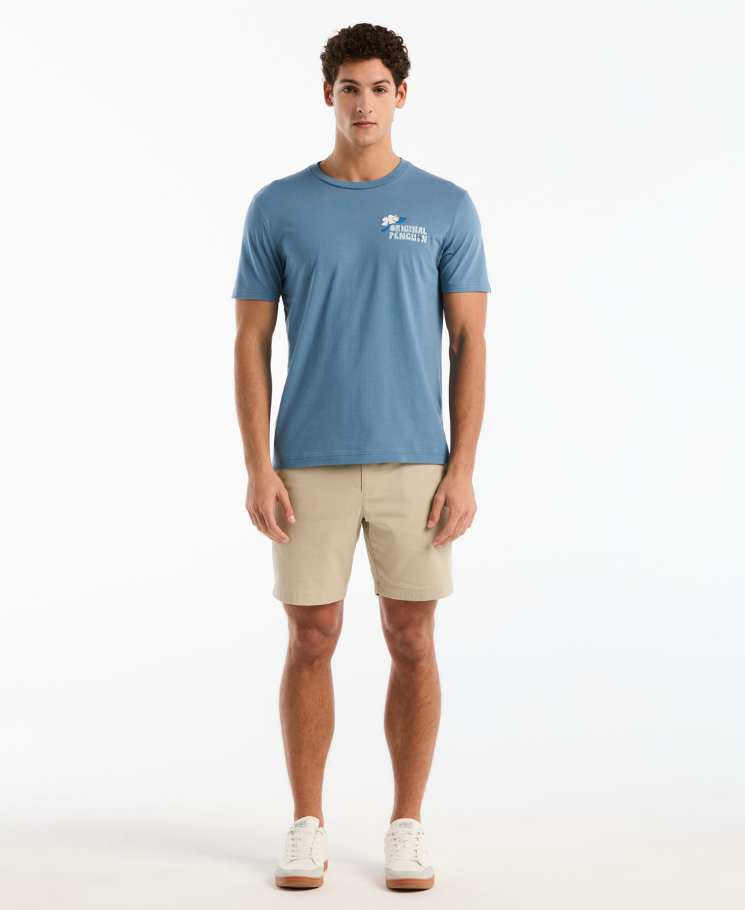 Cotton Floral Penguin Graphic Tee (Copen Blue) 