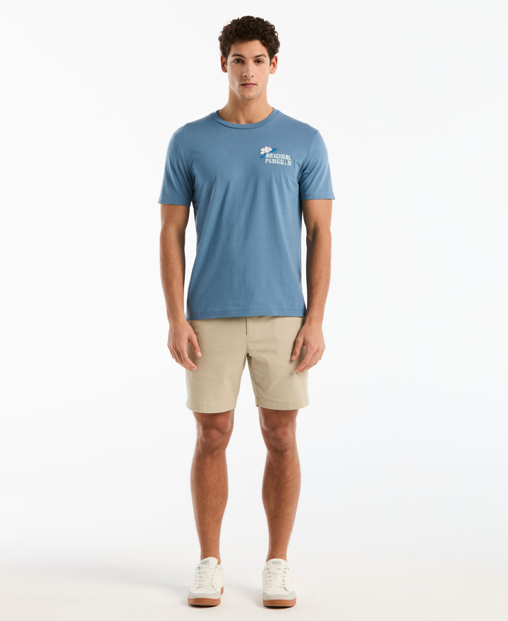 Cotton Floral Penguin Graphic Tee (Copen Blue) 