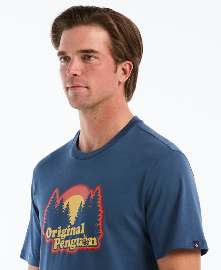 Forest Sunset Graphic Cotton Tee (Sargasso Sea) 