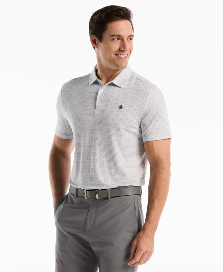 Framed Floral Geo Print Polo (Bright White) 