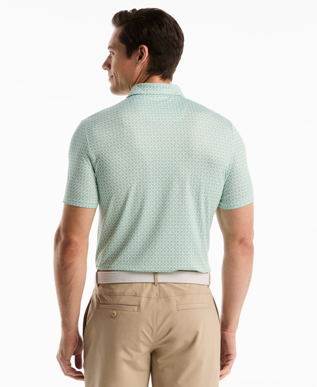 Framed Floral Geo Print Polo (Lichen) 