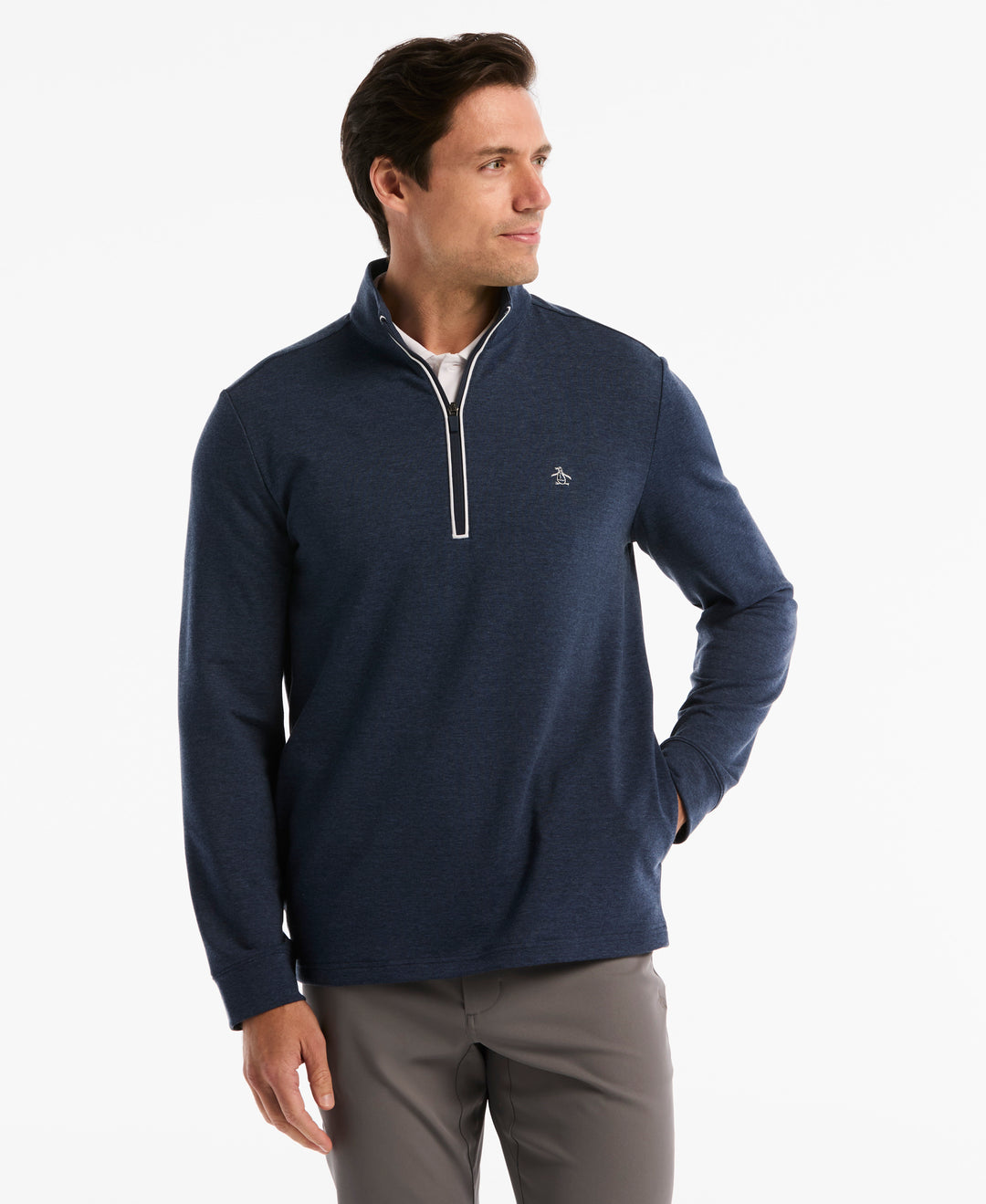 French Terry Quarter Zip Earl Pull-Over-Golf Jackets-Black Iris-S-Original Penguin