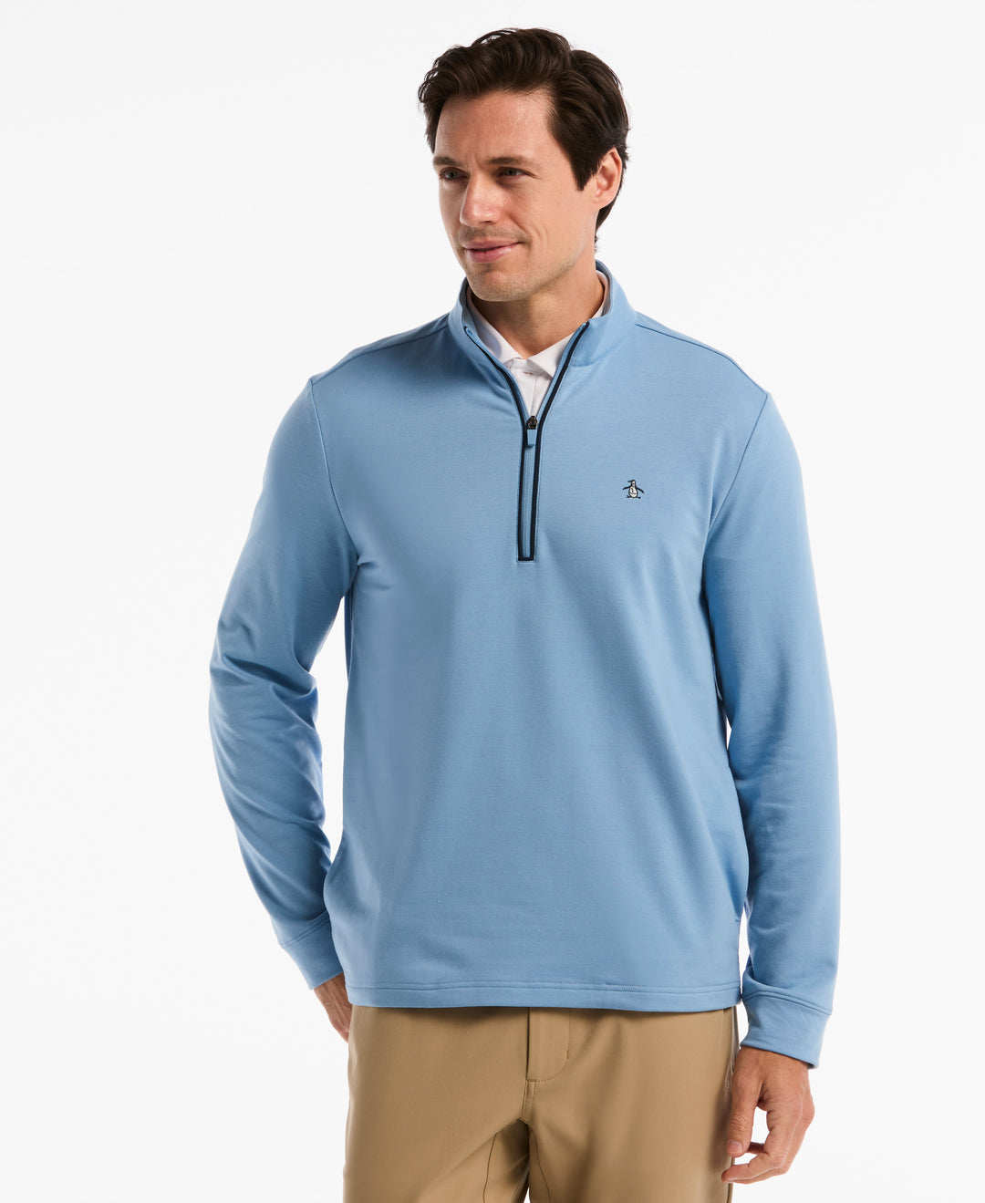French Terry Quarter Zip Earl Pull-Over-Golf Jackets-Blissful Blue-S-Original Penguin