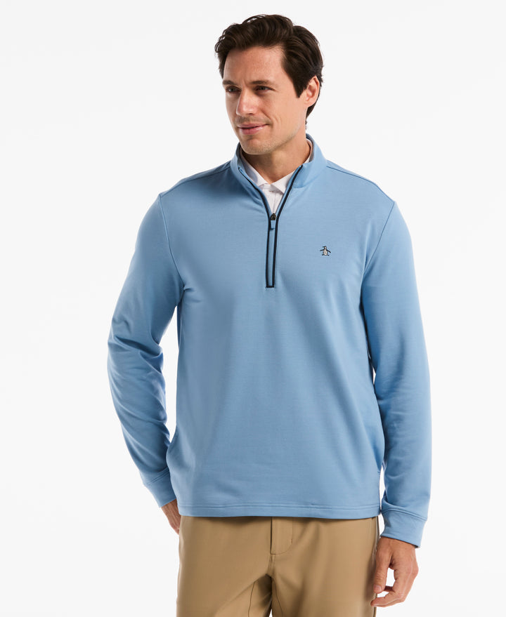 French Terry Quarter Zip Earl Pull-Over-Golf Jackets-Blissful Blue-S-Original Penguin