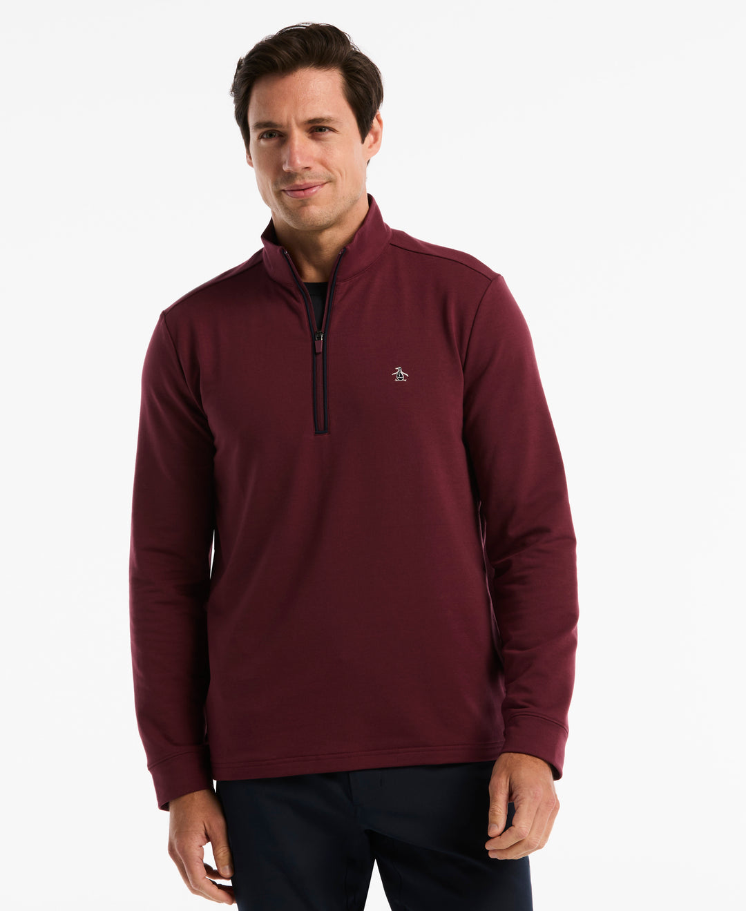 French Terry Quarter Zip Earl Pull-Over-Golf Jackets-Burgundy-S-Original Penguin