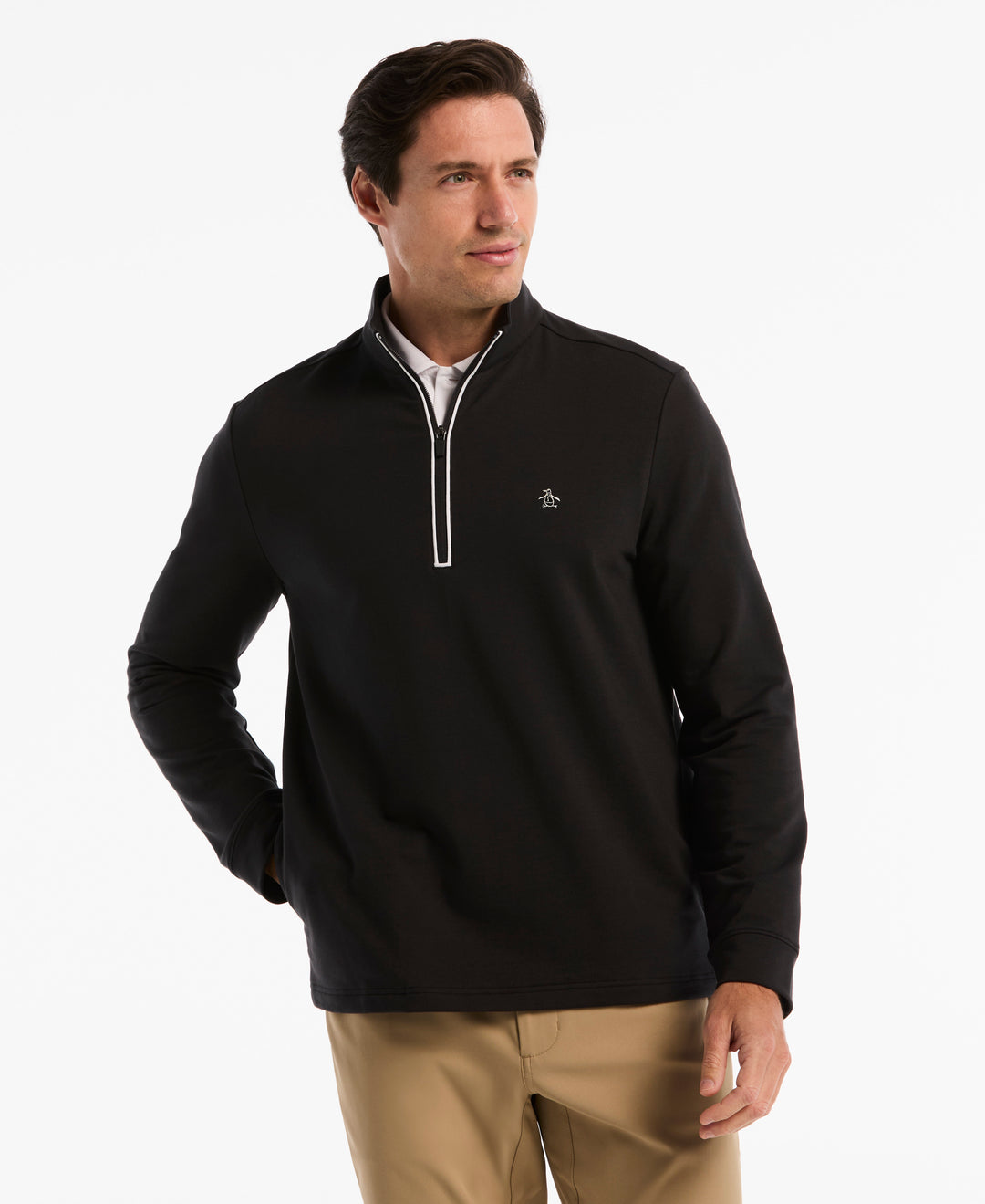 French Terry Quarter Zip Earl Pull-Over-Golf Jackets-Caviar-S-Original Penguin