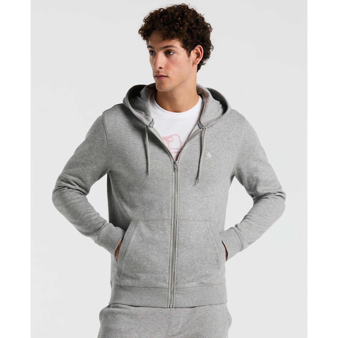 Full Zip Fleece Embroidered Pete Hoodie-Sweatshirts-Original Penguin