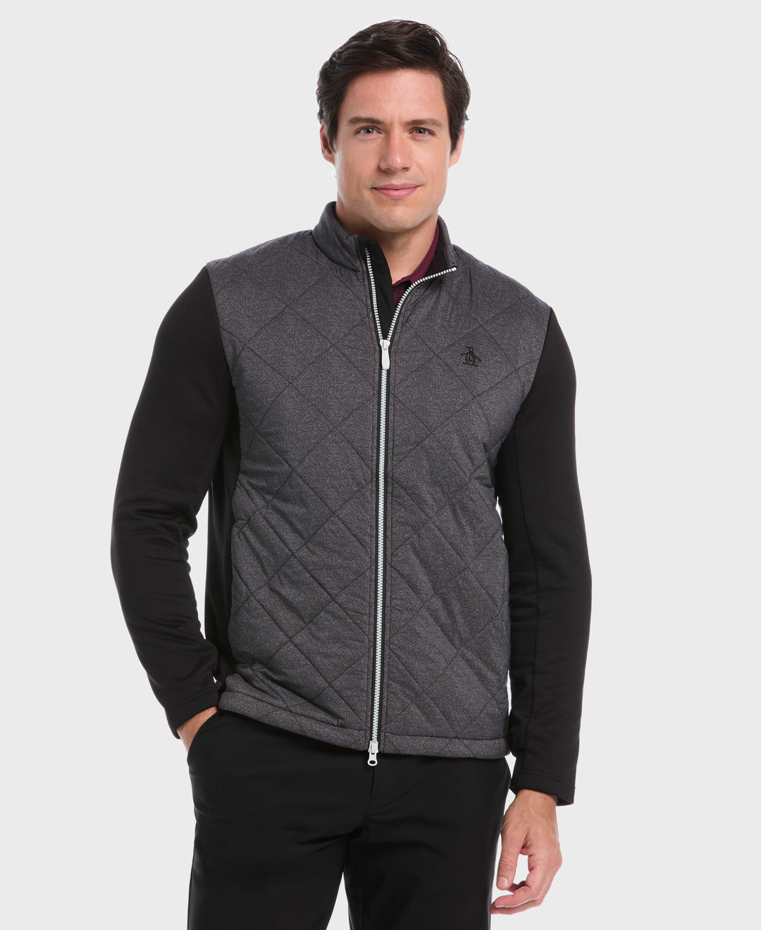 Full Zip Insulated Piping Printed Jacket  (Caviar) 