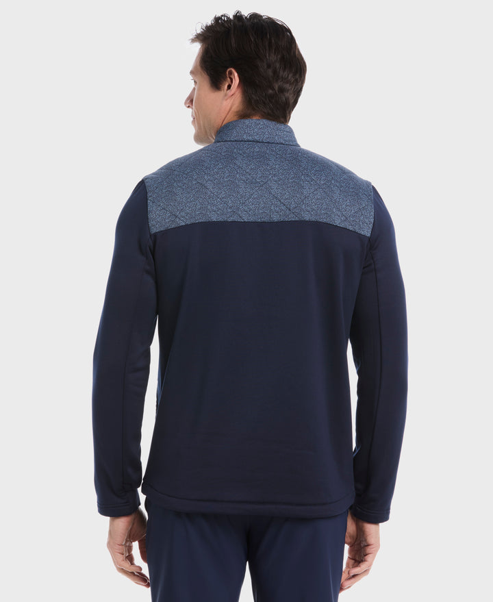 Full Zip Insulated Piping Printed Jacket (Black Iris) 