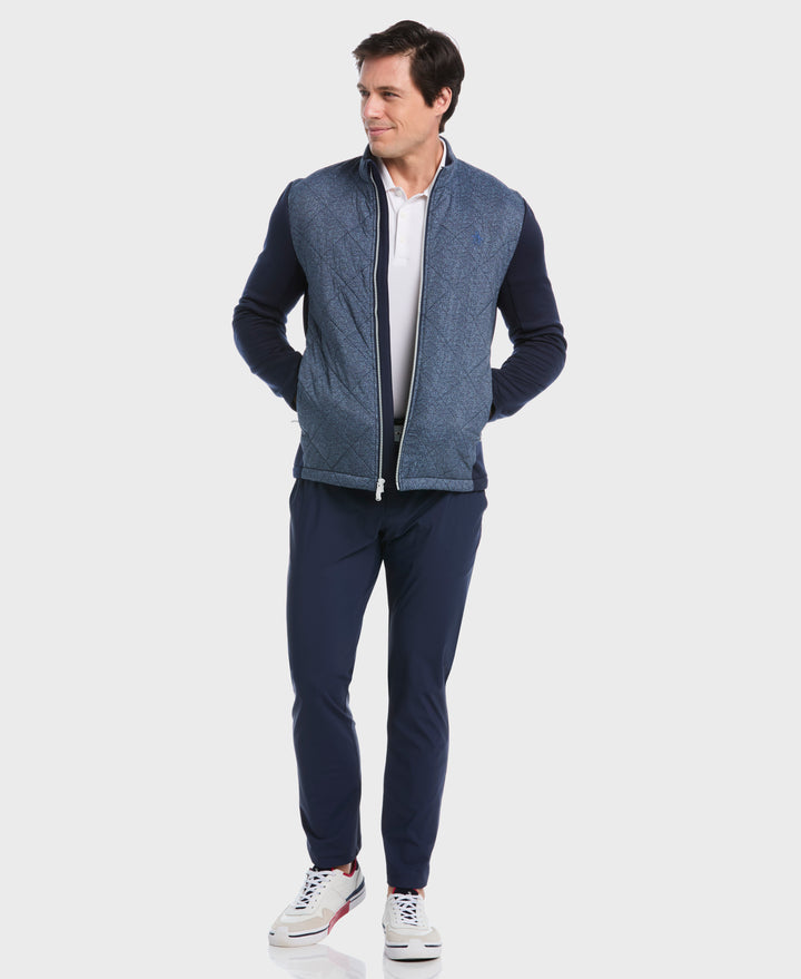 Full Zip Insulated Piping Printed Jacket (Black Iris) 