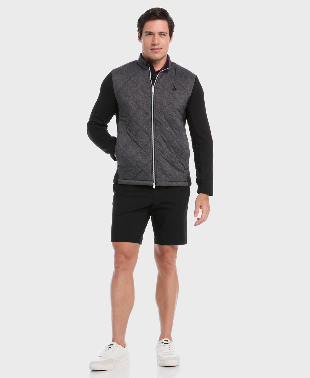 Full Zip Insulated Piping Printed Jacket  (Caviar) 