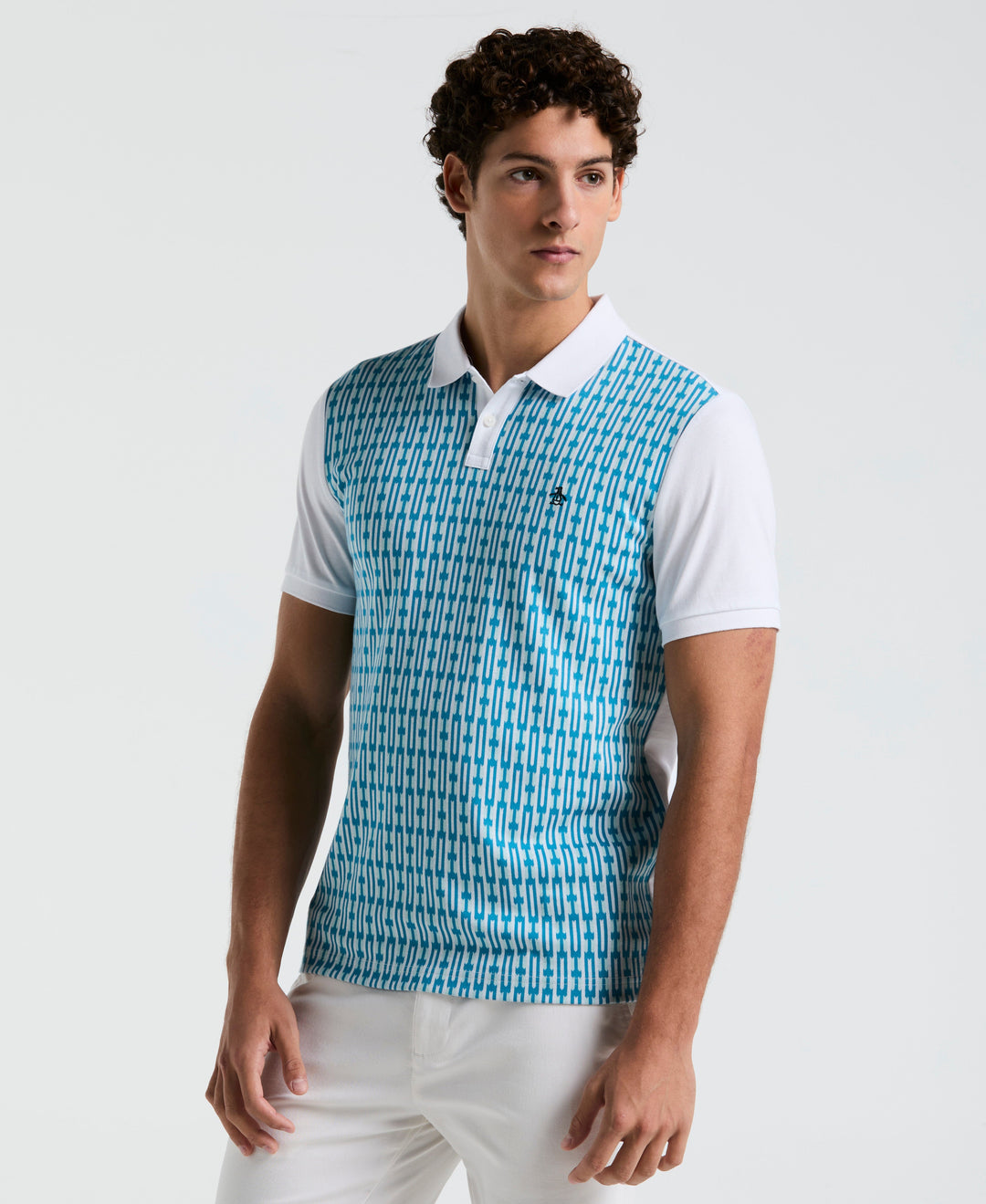 Geo Jacquard Front Polo (Blue Tint) 