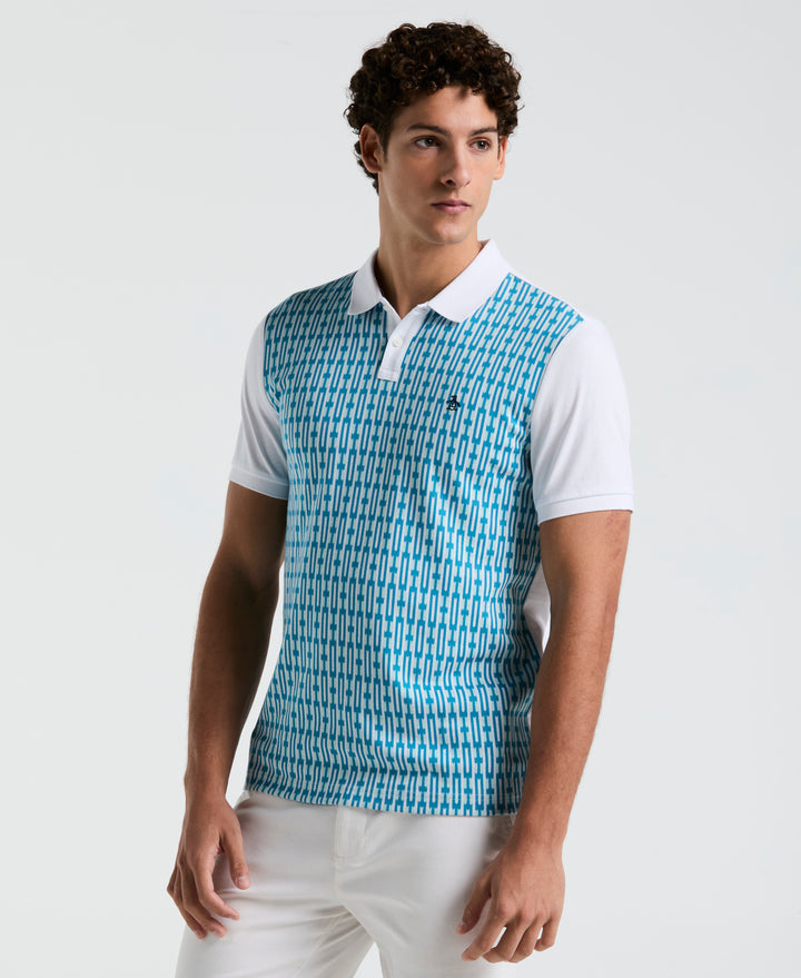 Geo Jacquard Front Polo (Blue Tint) 