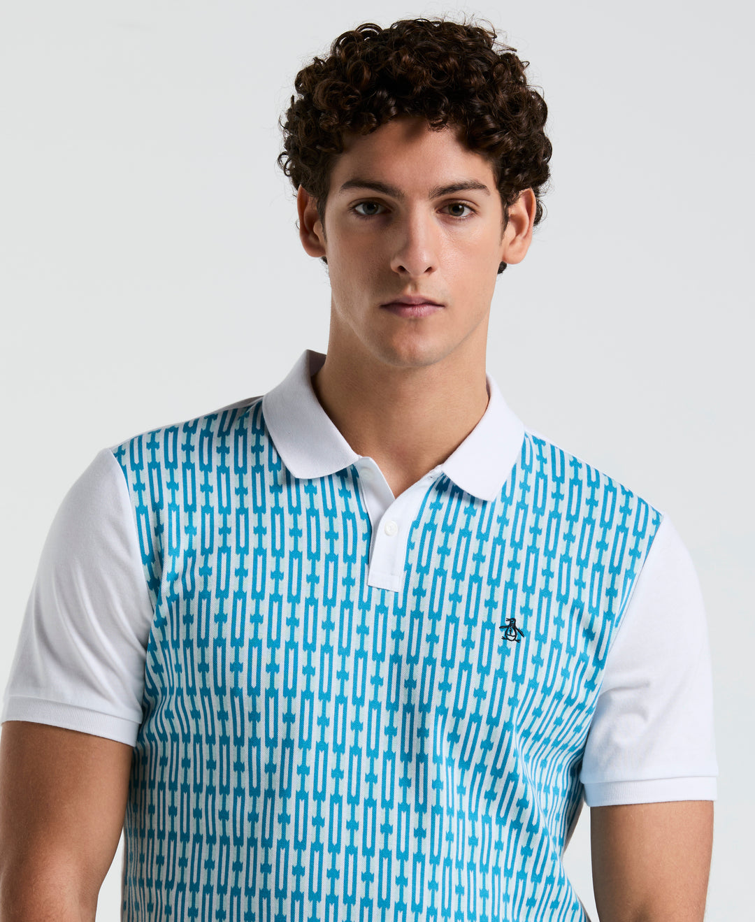 Geo Jacquard Front Polo (Blue Tint) 