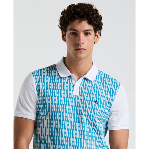 Geo Jacquard Front Polo (Blue Tint) 