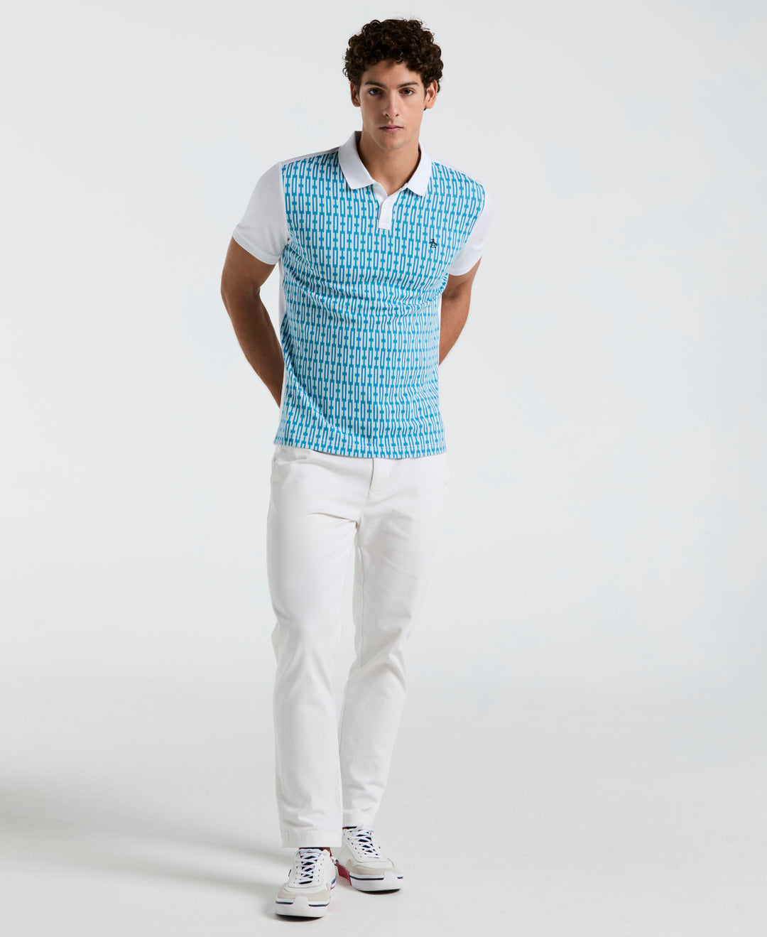 Geo Jacquard Front Polo (Blue Tint) 
