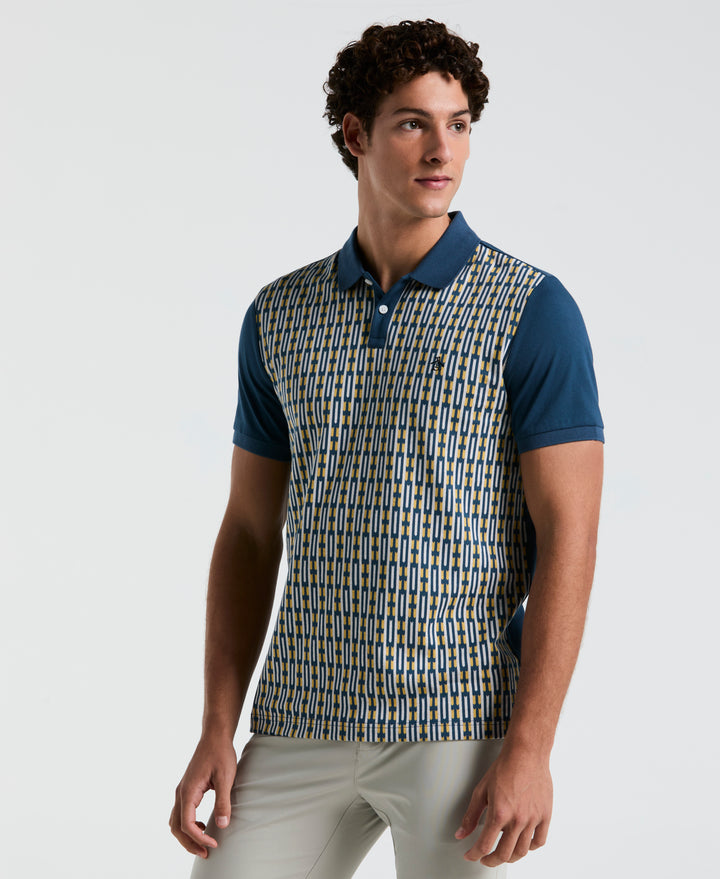 Geo Jacquard Front Polo (Blue Wing Teal) 