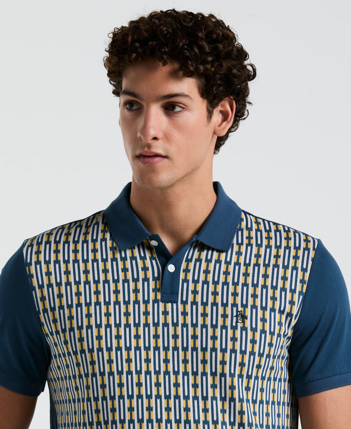 Geo Jacquard Front Polo (Blue Wing Teal) 