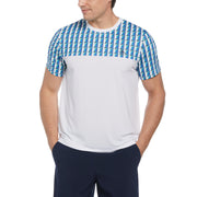 Geo Print Performance Short Sleeve Tennis T-Shirt (Bright White) 