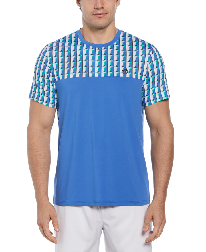 Geo Print Performance Short Sleeve Tennis T-Shirt (Nebulas) 