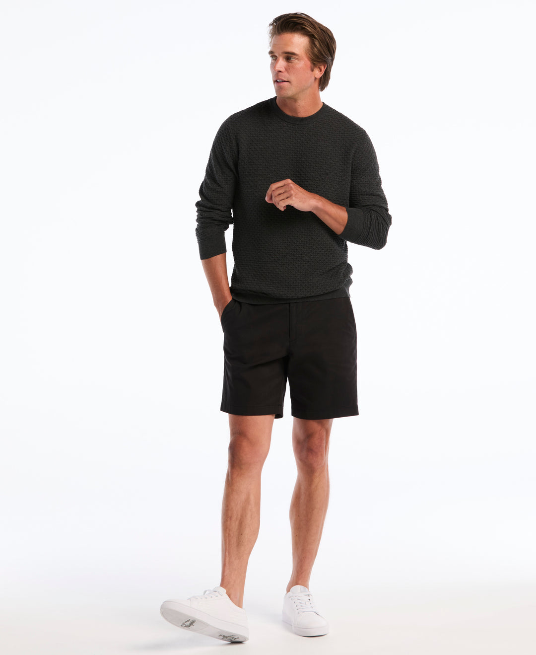 Geo Textured Crewneck Sweater