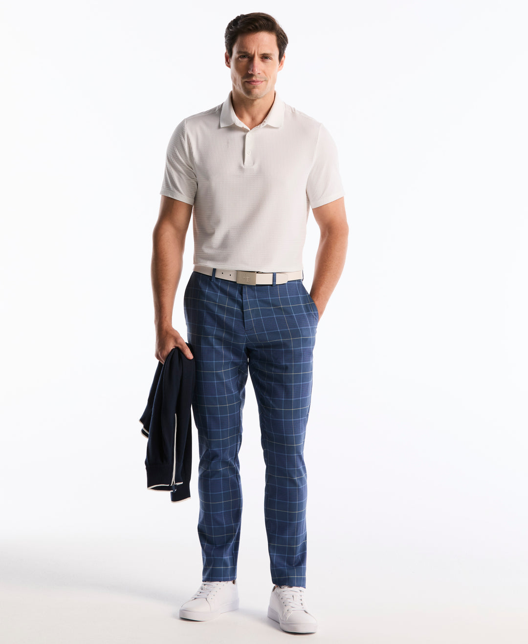 Glenn Plaid Flat Front Pant (Black Iris) 