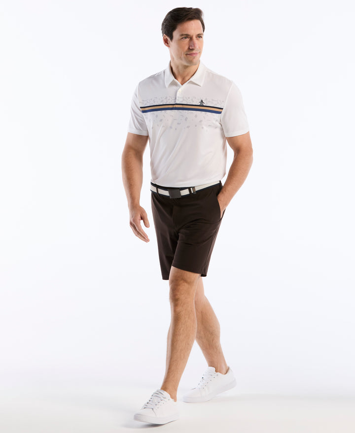 "Got Game" Stripe Novelty Golf Polo (Bright White) 