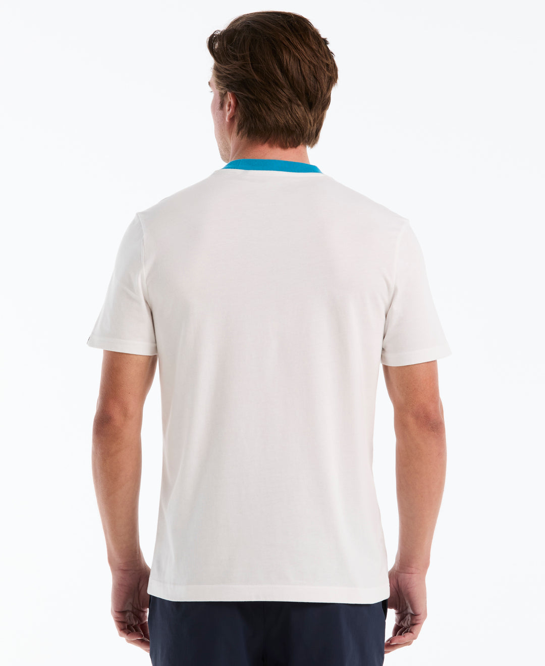 Cotton Jersey Graphic Ringer Tee (Bright White) 