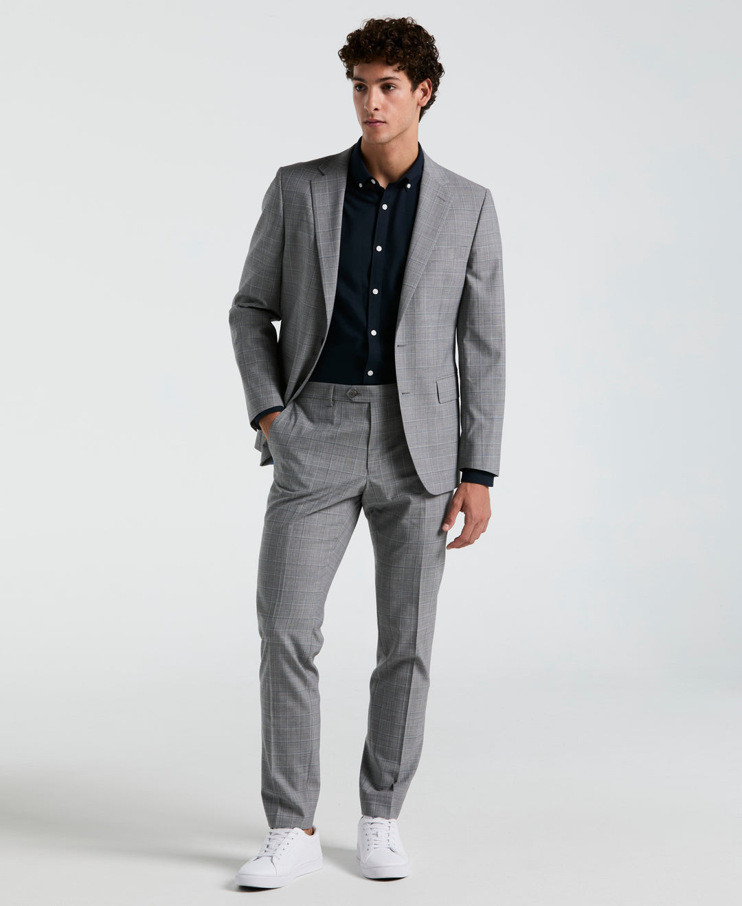 Navy Plaid Suit Separate Jacket (Navy) 
