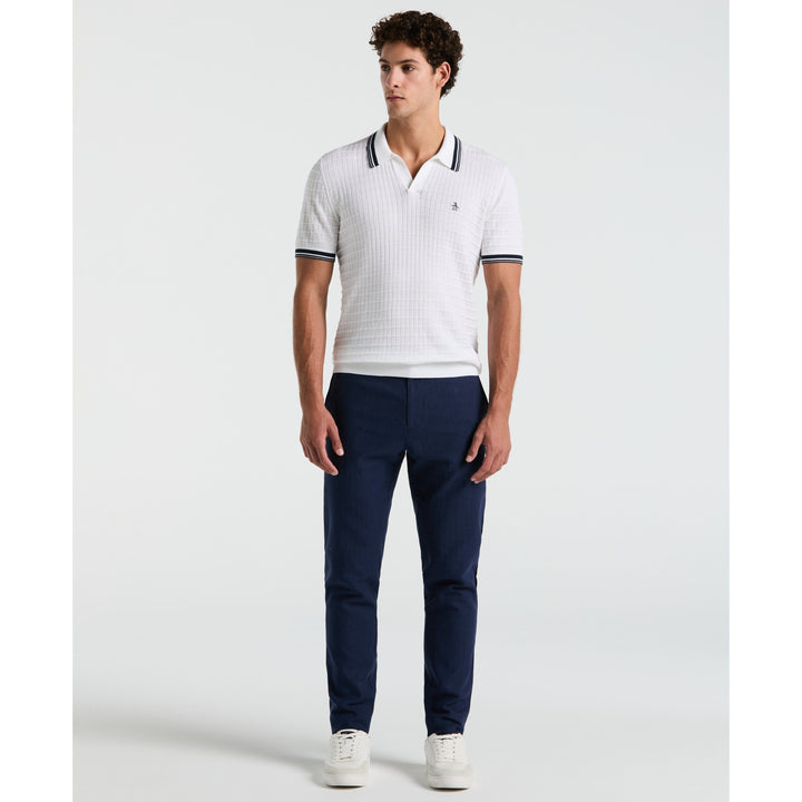 *p(R)ojectR® Knit Polo Shirt Mens Knit Polo Shirt Short Sleeve Hollow Out Knit Shirt