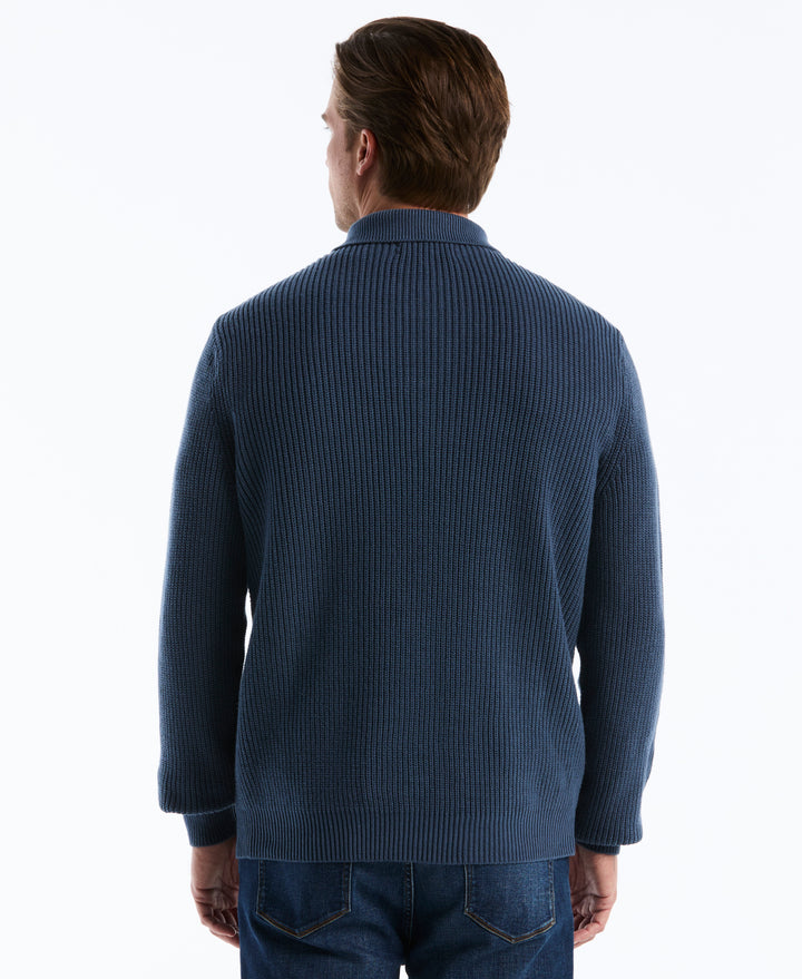 Half Cardigan Long Sleeve Sweater Polo (Sargasso Sea) 