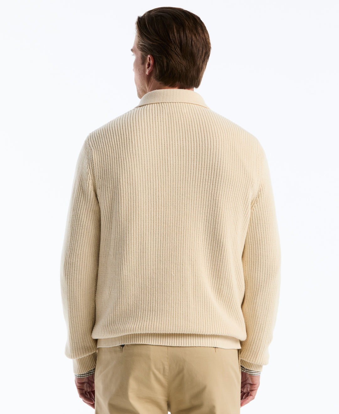 Half Cardigan Long Sleeve Sweater Polo (Birch) 