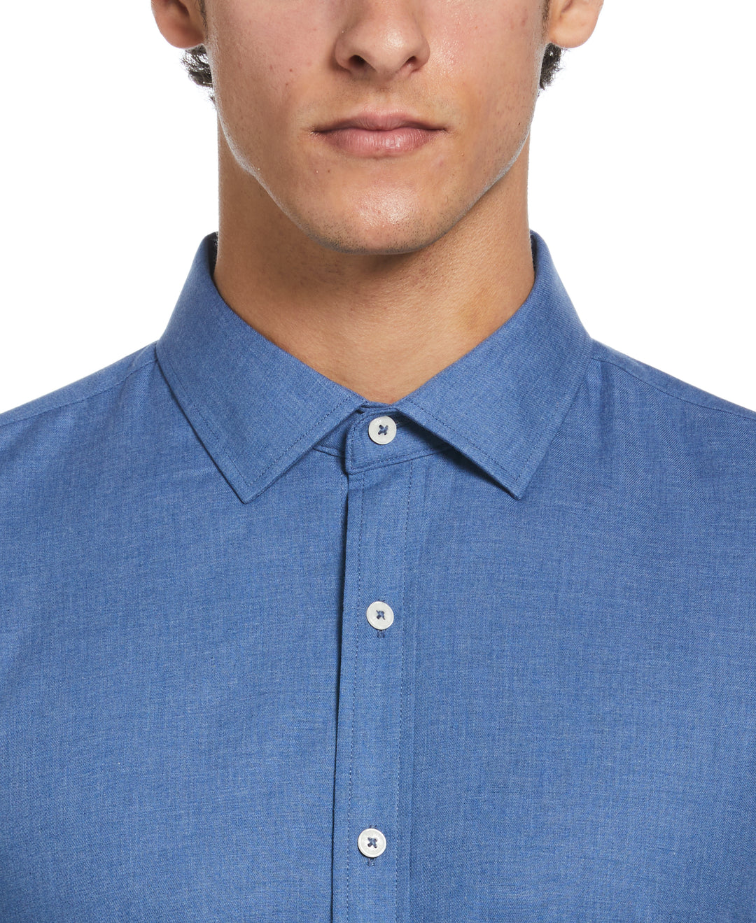 Harrington Chambray Dress Shirt  (Blue) 