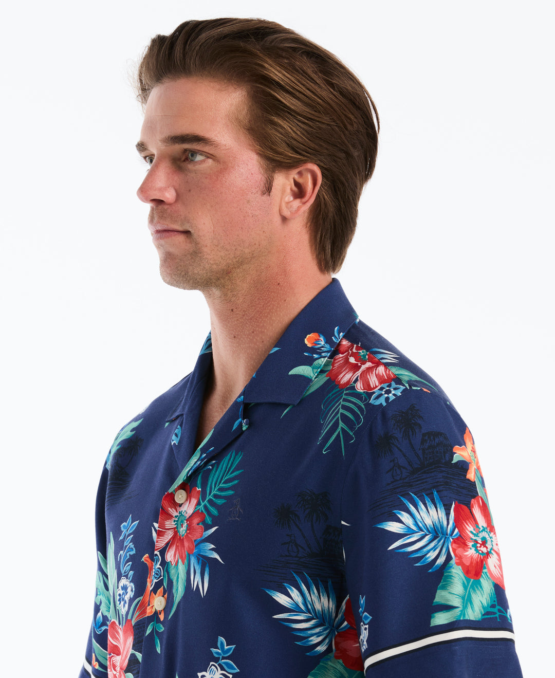 Hawaiian Print Camp Shirt (Blue Depths) 