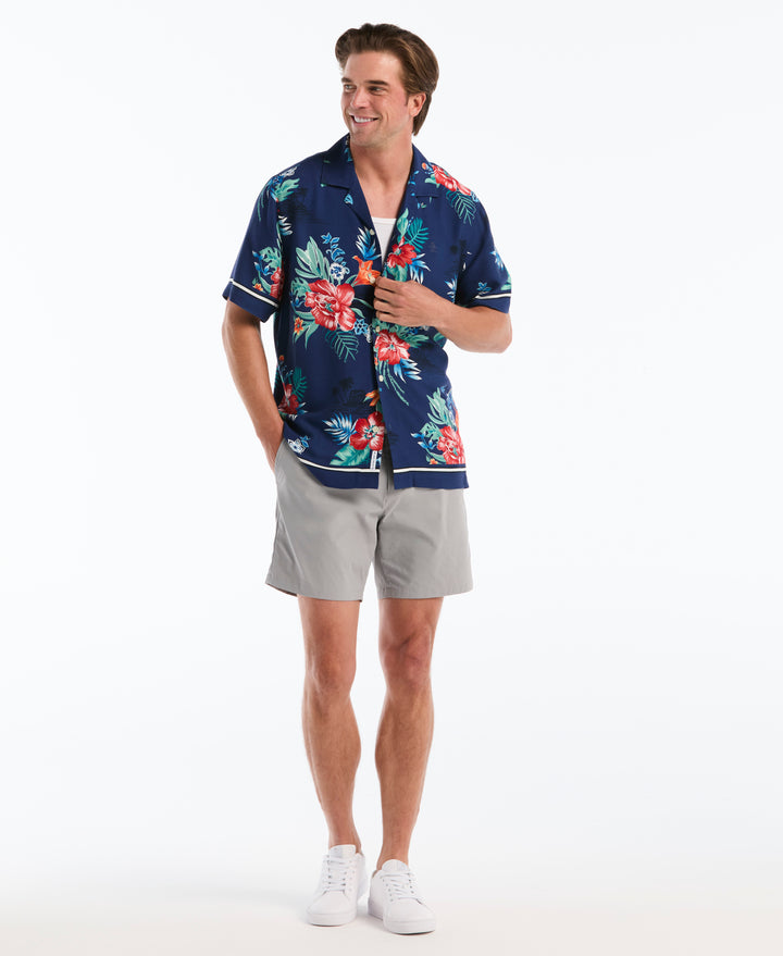 Hawaiian Print Camp Shirt (Blue Depths) 